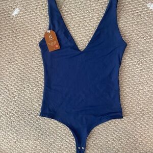 Blue Bodysuit with V-Neckline